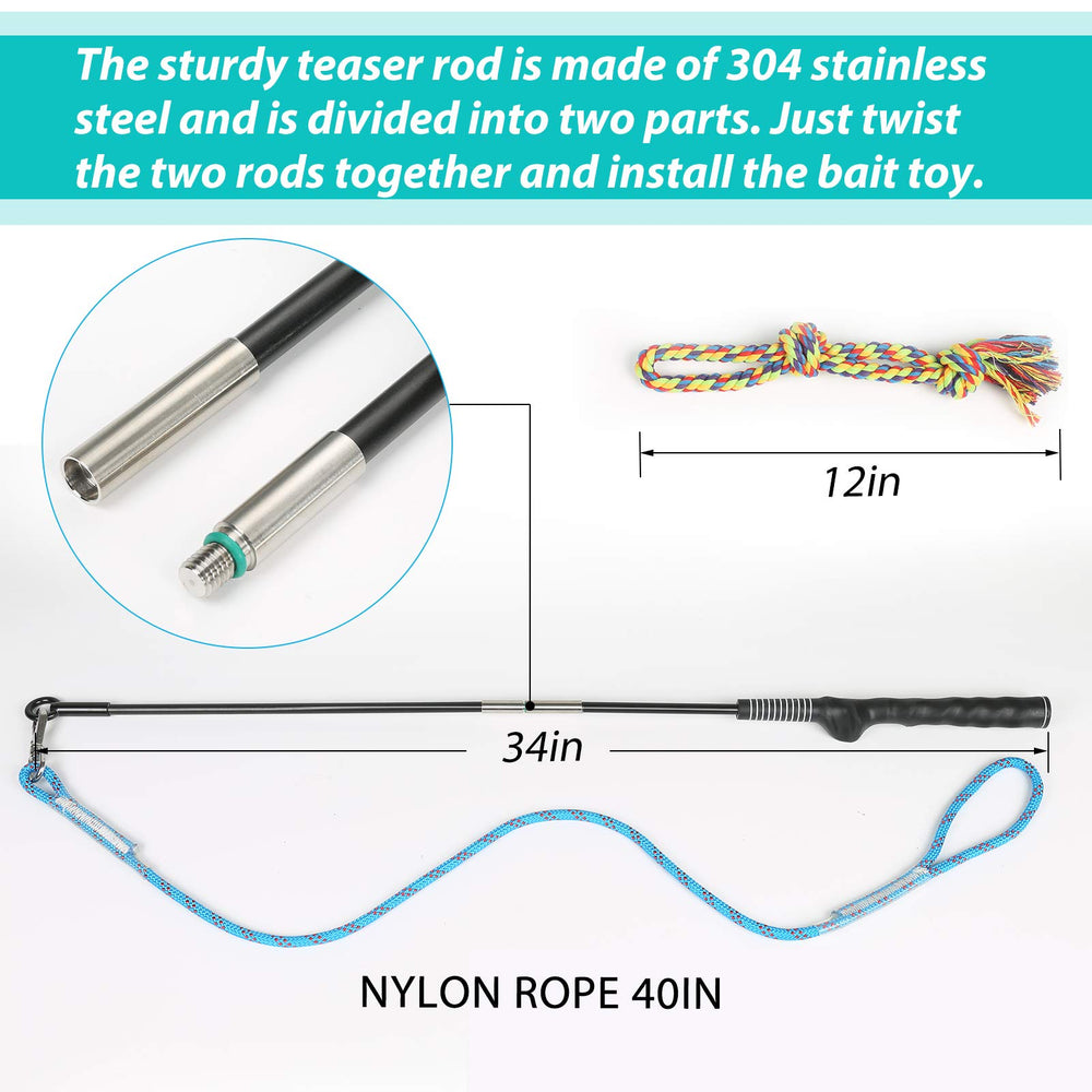Meieke Flirt Pole nylon rope head ready for swift chasing and tug games.