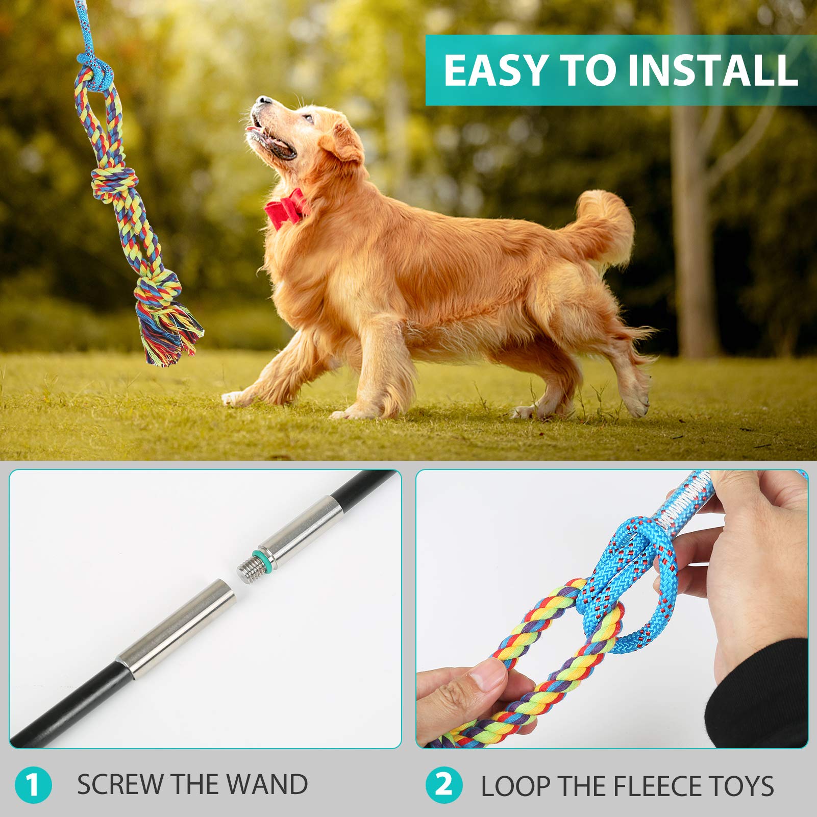 Meieke Flirt Pole two-piece assembly packs for easy storage and transport.