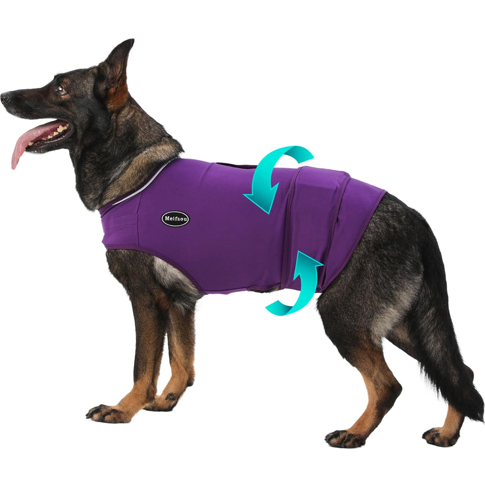 Meifsou dog anxiety vest front view promotes calm during stressful events.