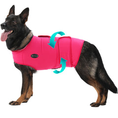 Meifsou dog anxiety vest front view shows secure wrap for storm-related calm