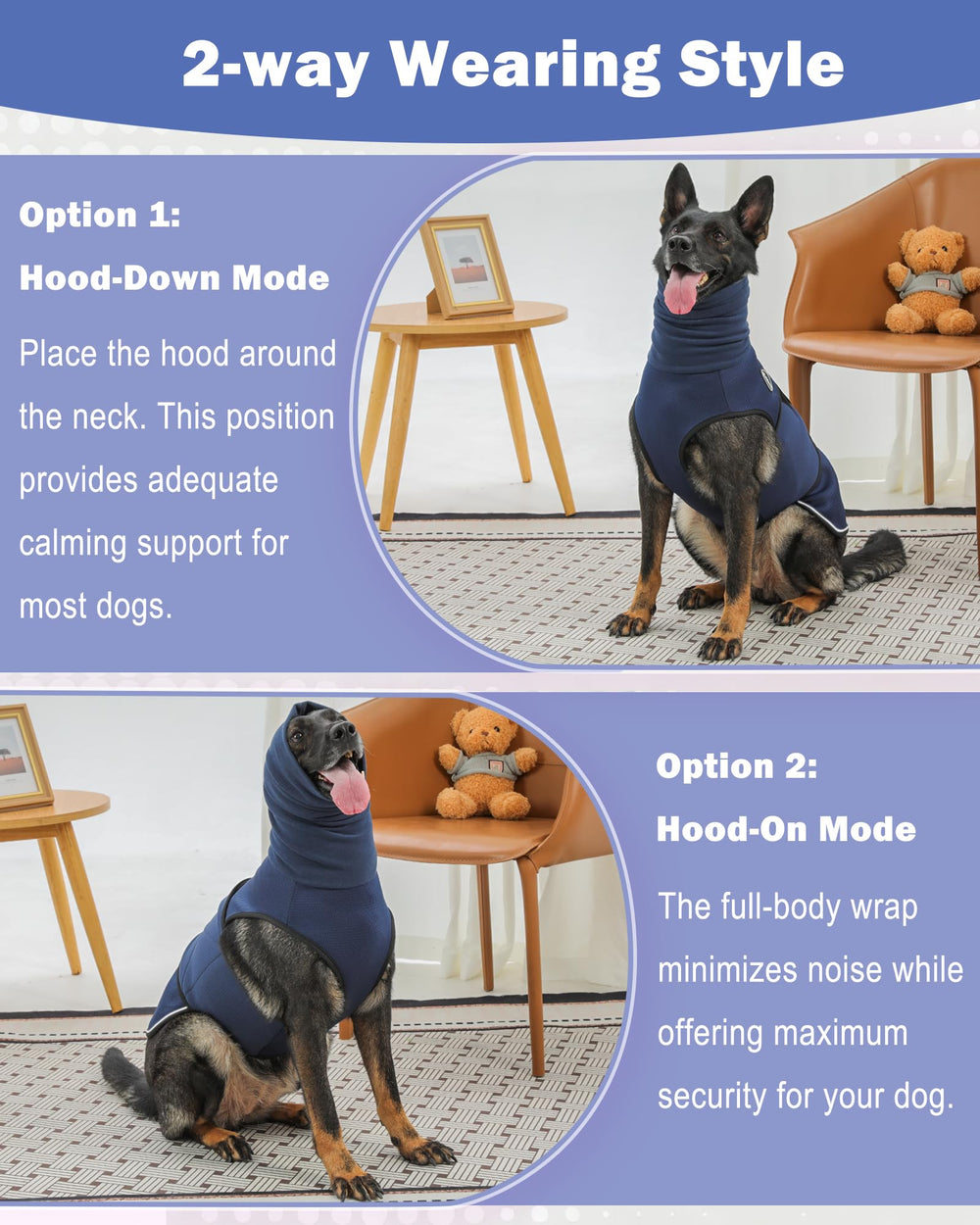 Meifsou noise-reducing ears feature minimizes loud noises for dogs.