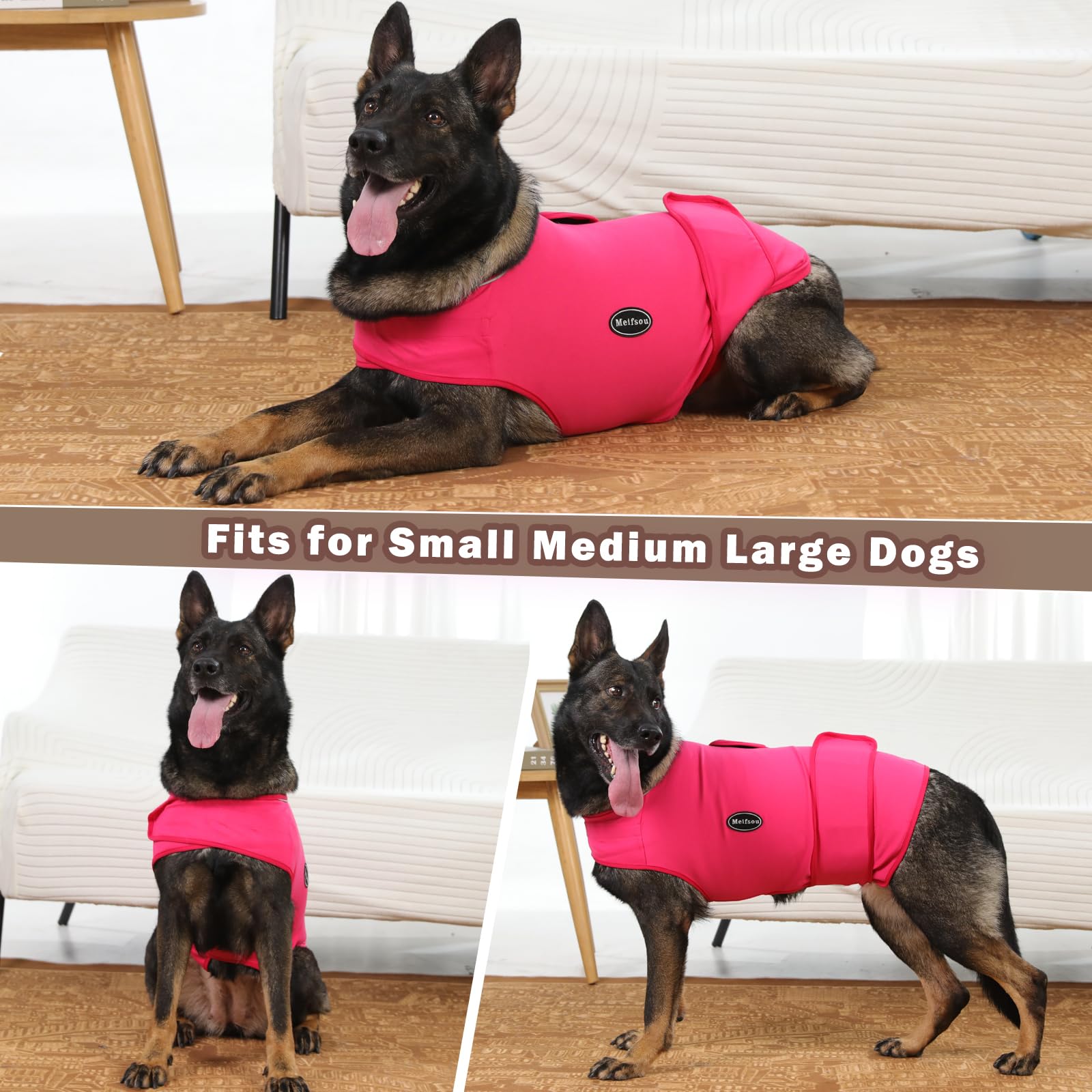 Meifsou dog anxiety vest in action during fireworks for supportive calming