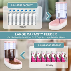 Meikuler 1-gallon bottle and feeder in pink showing side profile.