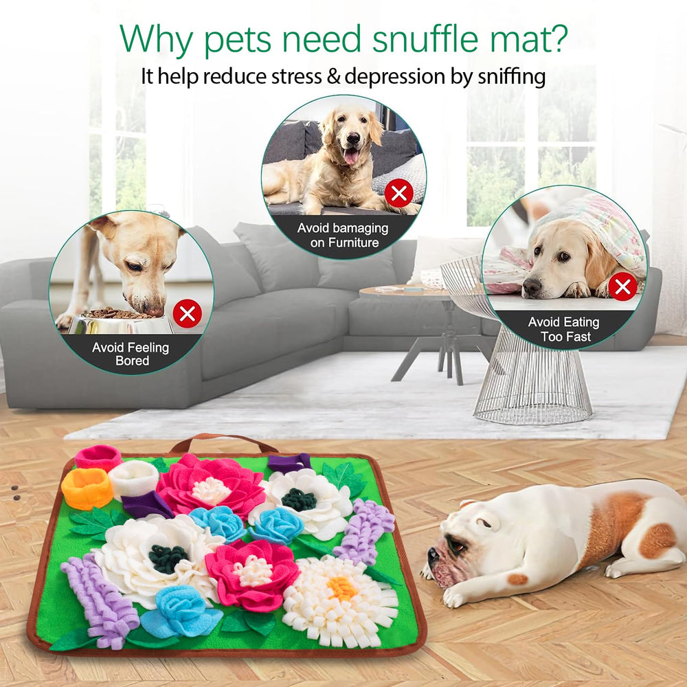 Meilzer Snuffle Mat carrying strap demonstrates portable design for home or travel.