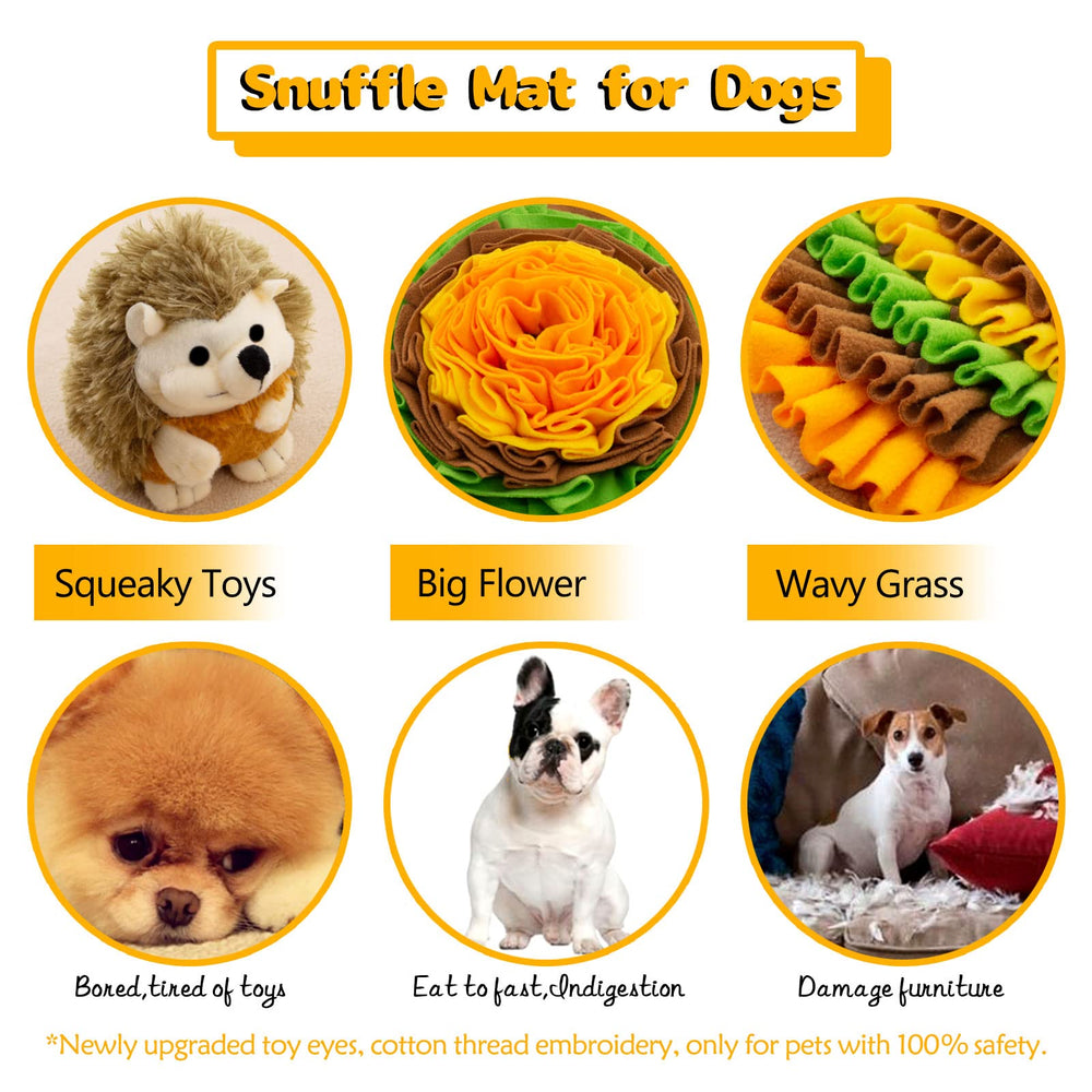 Meilzer snuffle mat mushroom squeaky-1 offers treat hiding for mental engagement.