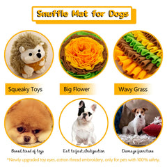 Meilzer snuffle mat mushroom squeaky-1 offers treat hiding for mental engagement.