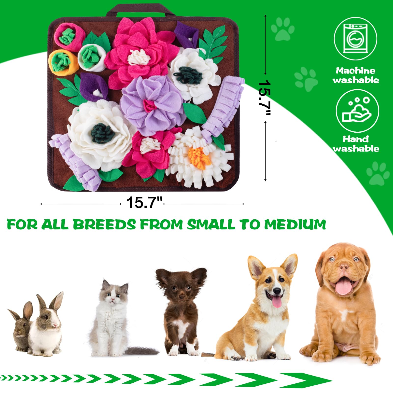 Meilzer snuffle mat features a non-slip base to keep sessions steady.