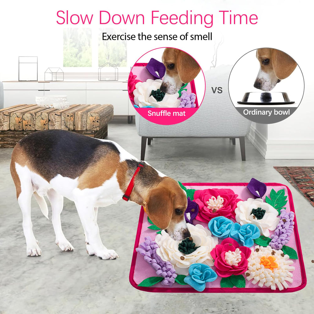 Non-slip base keeps Meilzer Snuffle Mat in place during play.