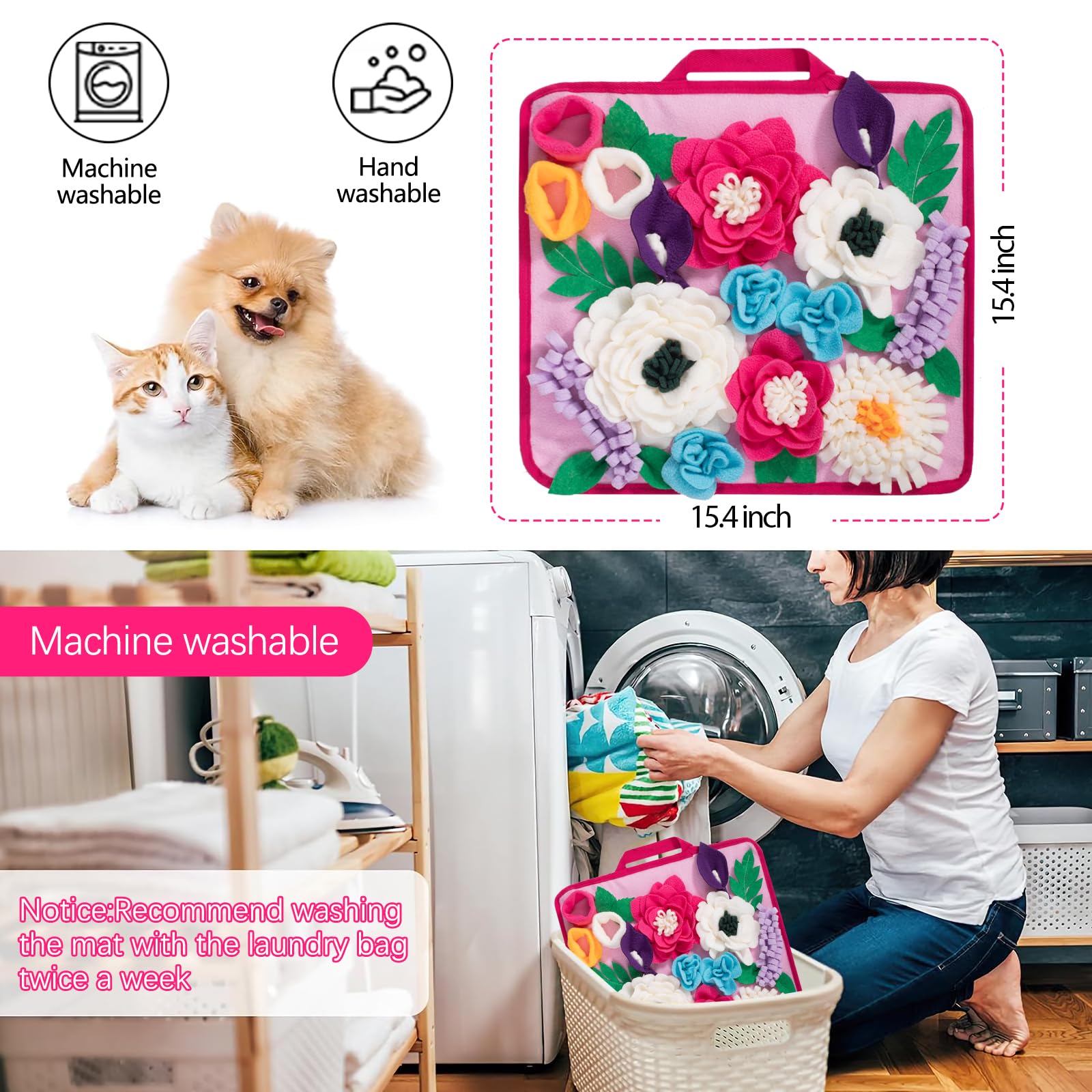 Meilzer Snuffle Mat is easy to clean after play.
