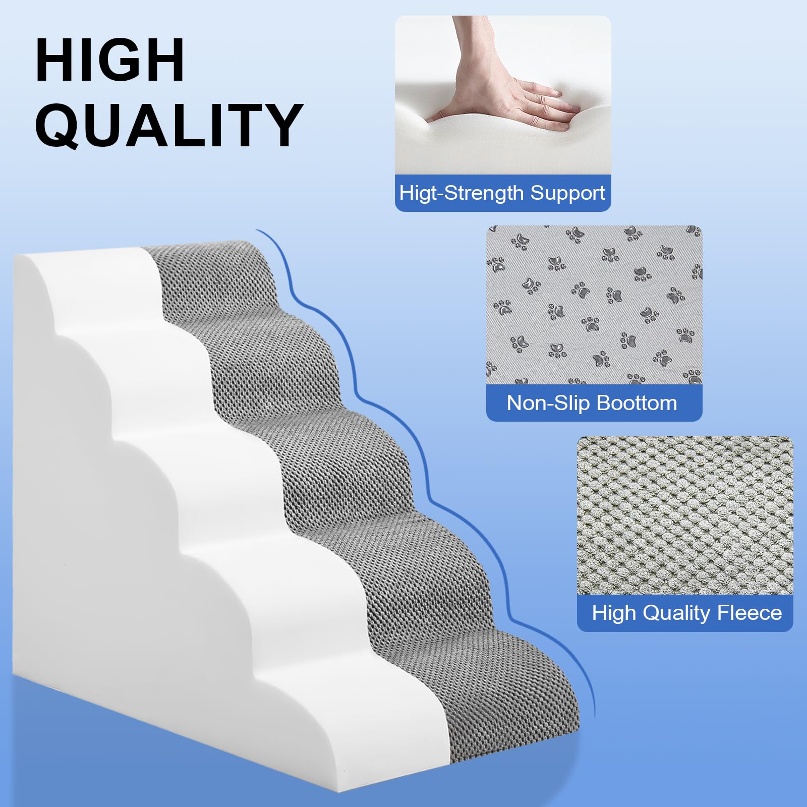 MEJYJEM dog stairs easy-assembly grey design ready in minutes.