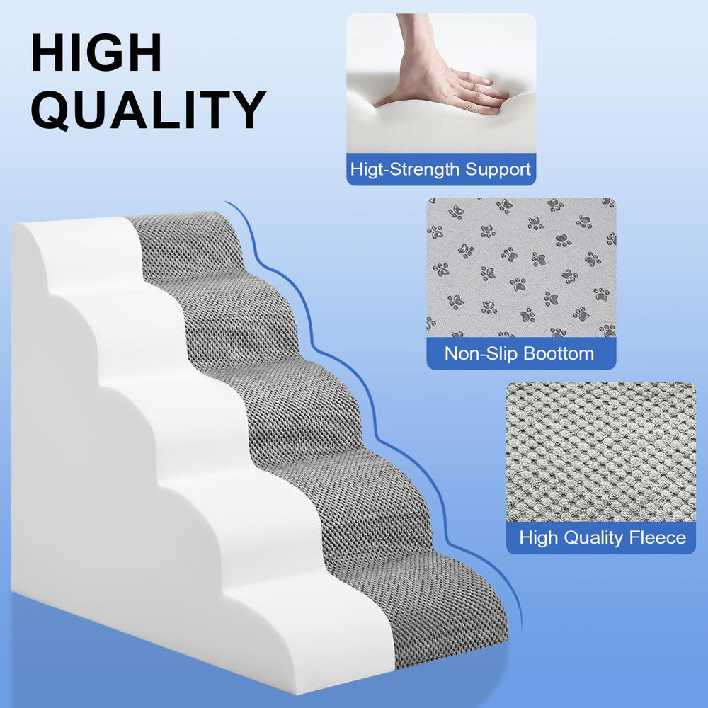 MEJYJEM dog stairs easy-assembly grey design ready in minutes.