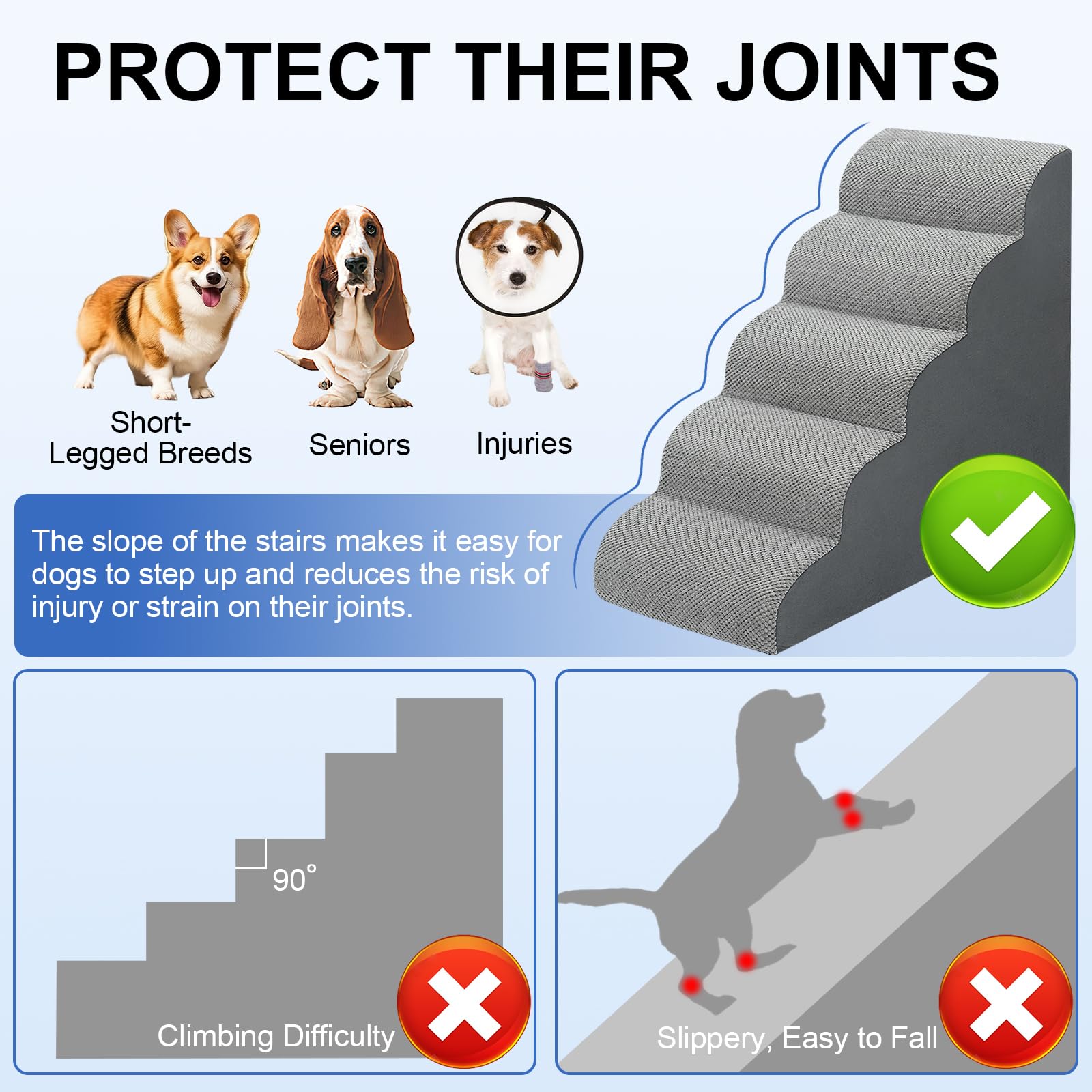 MEJYJEM dog stairs foam-core cushions joints during climbs for comfortable access.