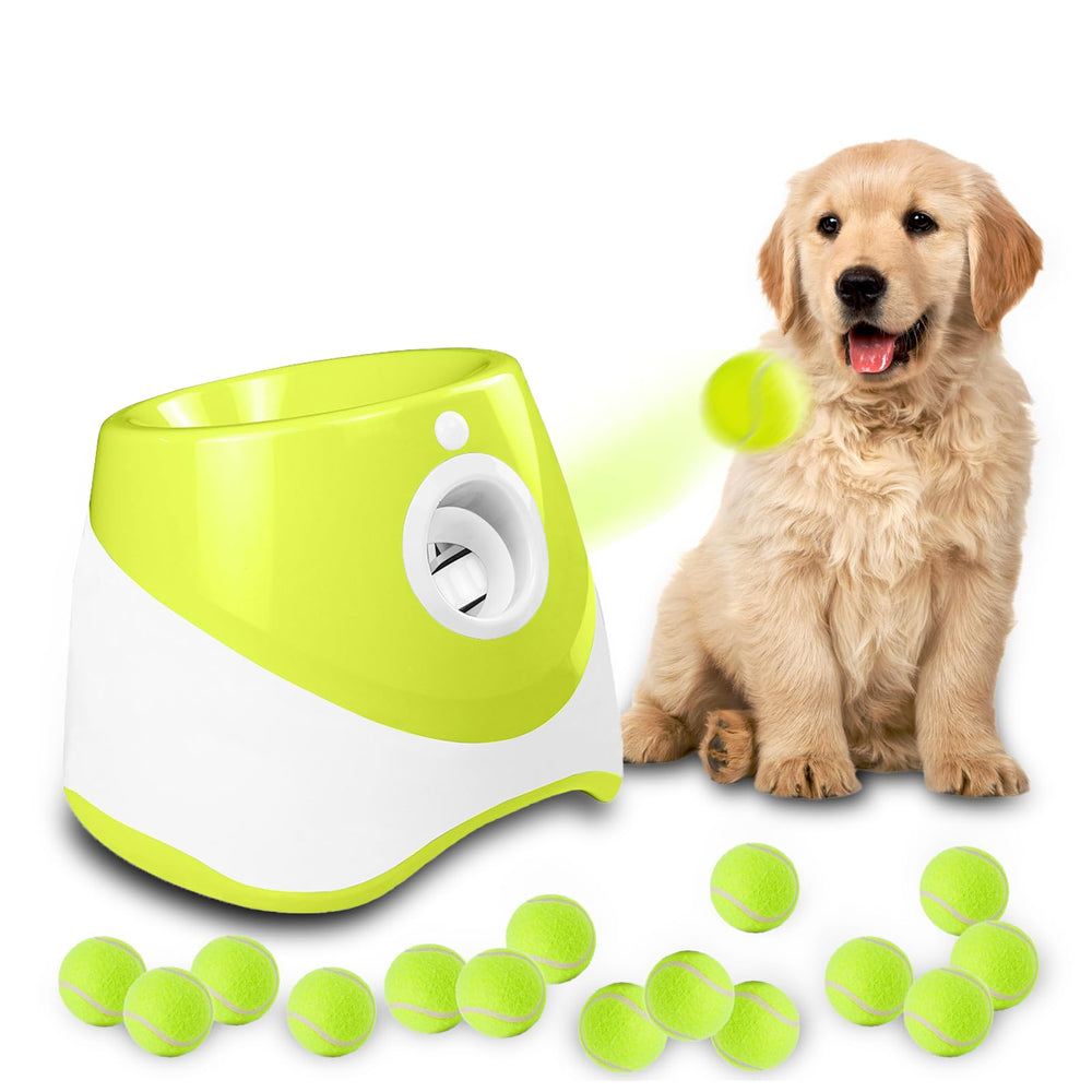 MEKAPLE automatic dog ball launcher front view for easy indoor fetch sessions