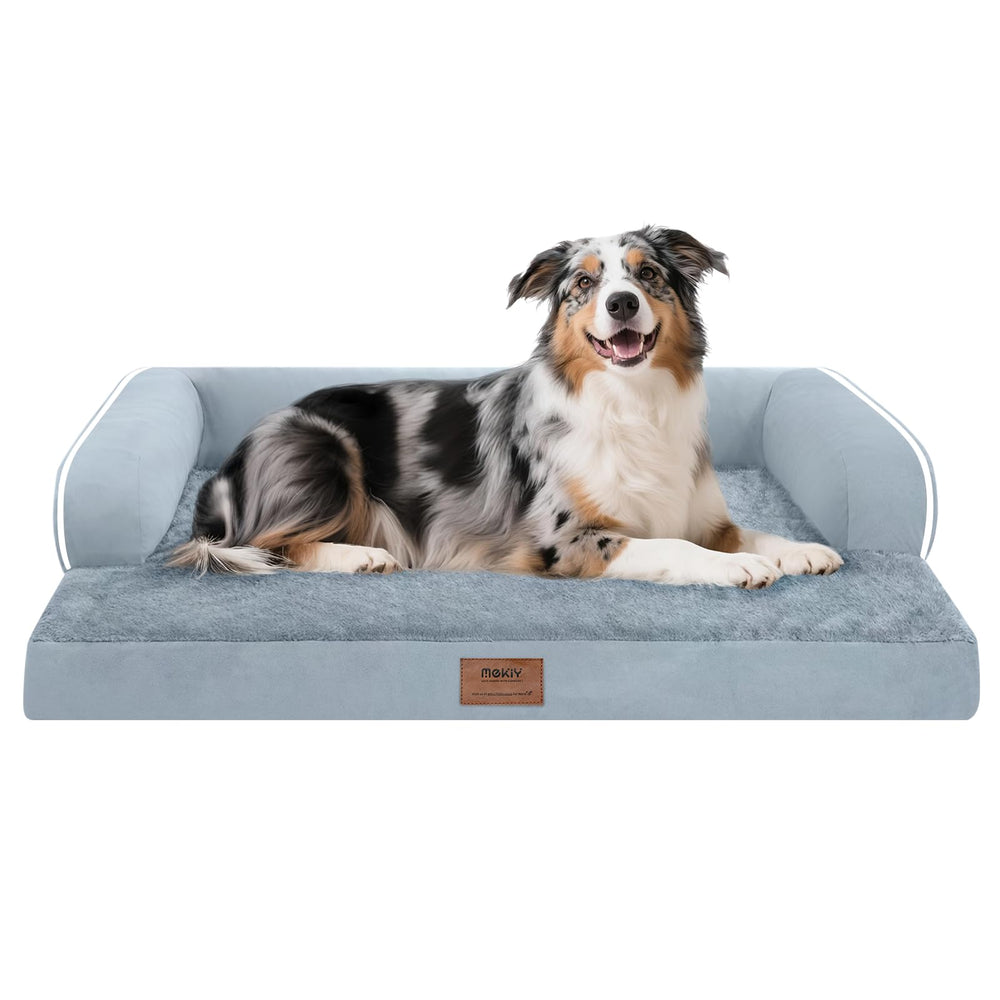 MEKIY extra-large dog bed with foam couch for roomy comfort.