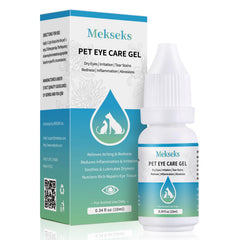 Mekseks Pet Eye Care Gel bottle with soothing ocular lubrication.