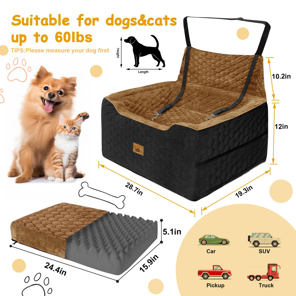 Melafa365 dog car seat elevated cushion provides plush support on rides