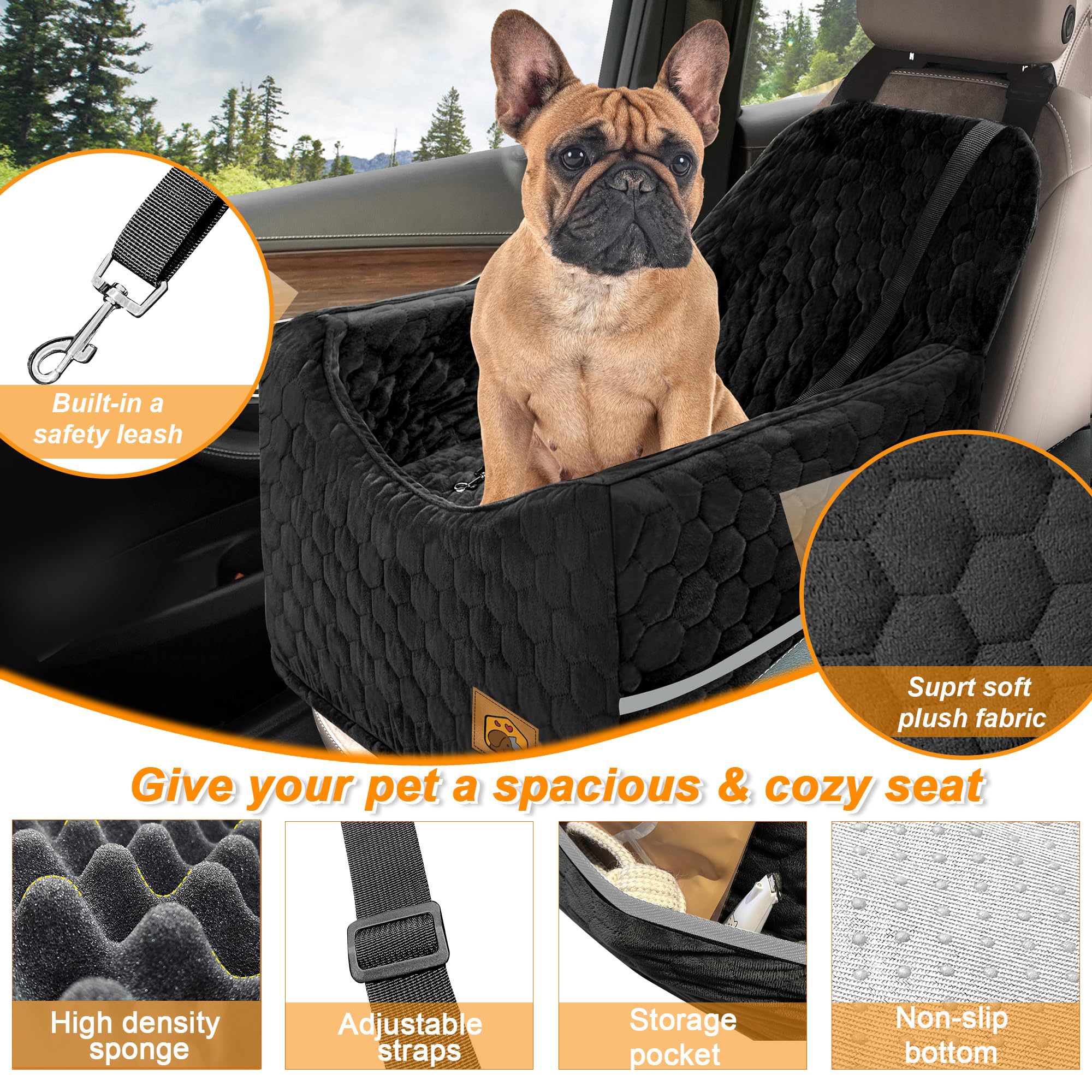 Melafa365 booster seat with leash clip keeps dog securely in place