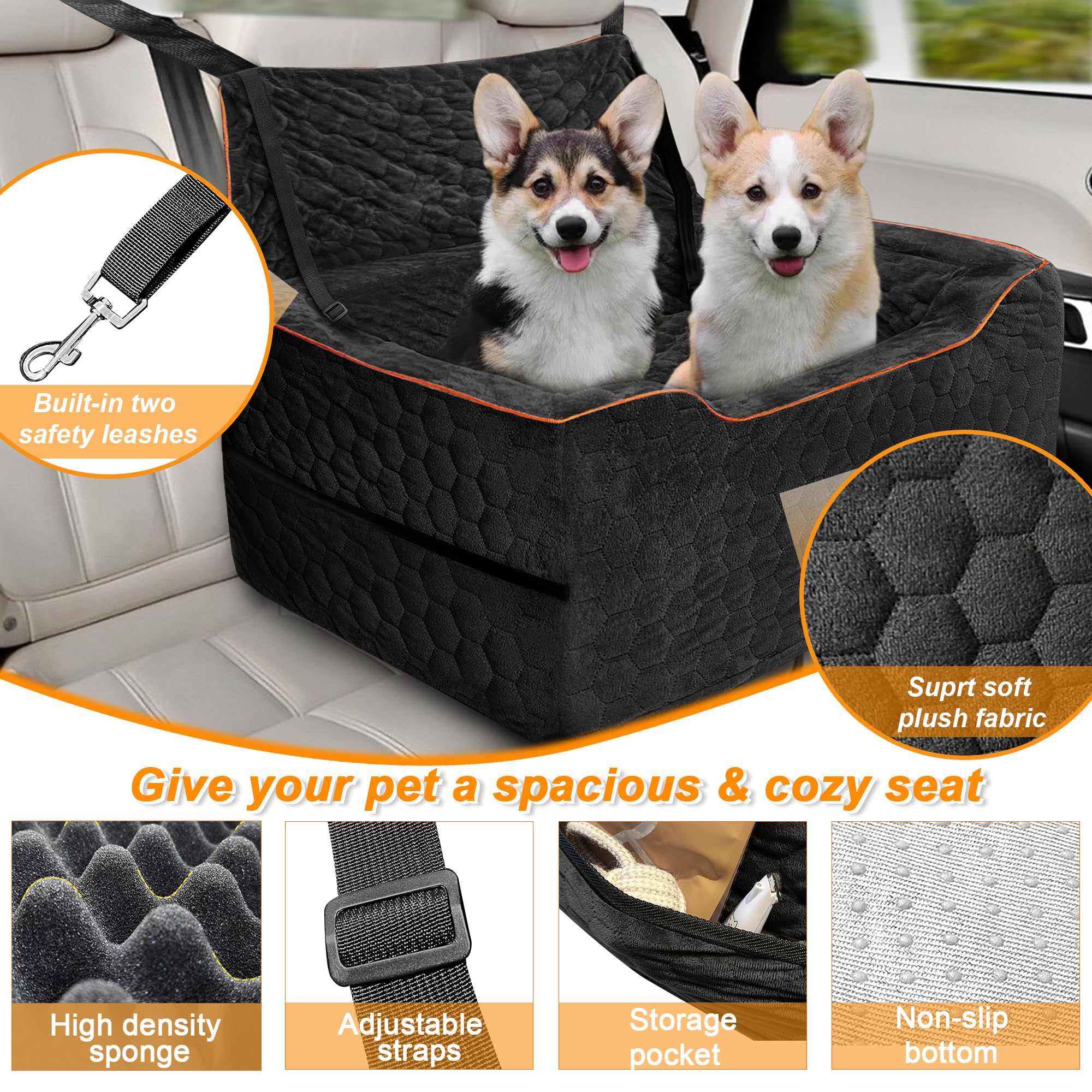 Melafa365 dog car seat safety leashes help keep pets in place.