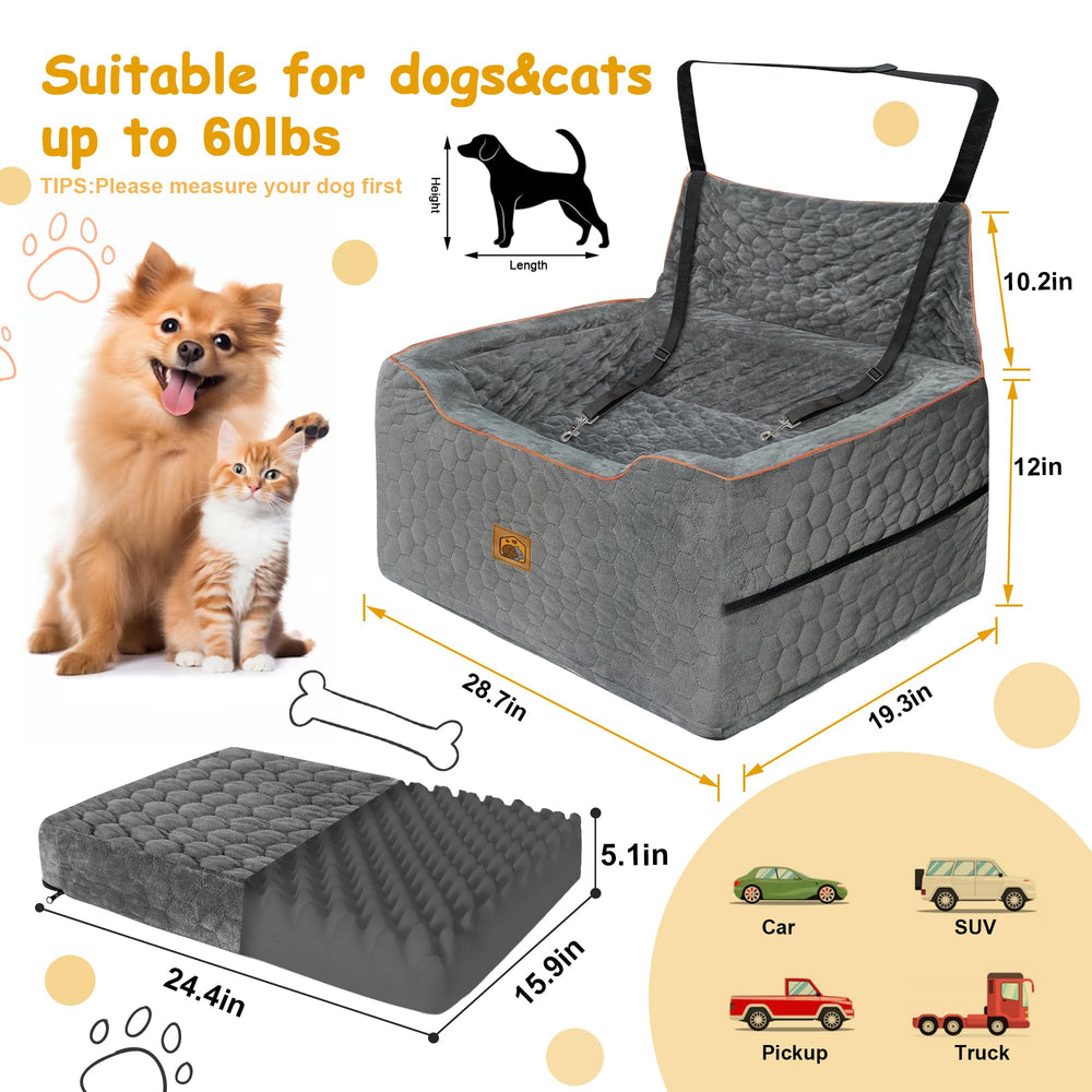 Melafa365 dog car seat with accessible side pockets for quick essentials.