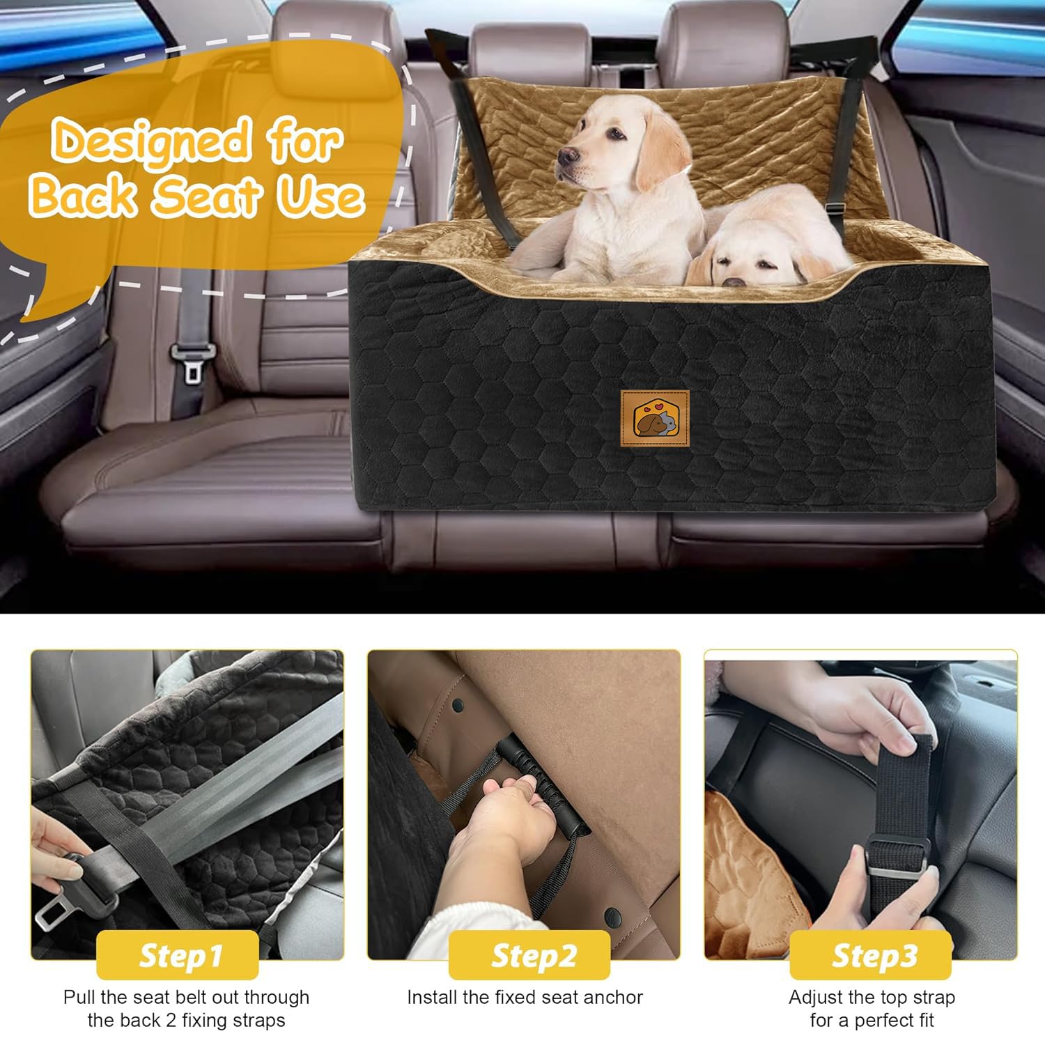 Melafa365 dog car seat side pockets keep treats and toys organized