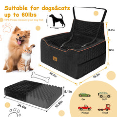 Melafa365 dog car seat with crystal velvet fabric offers plush support.