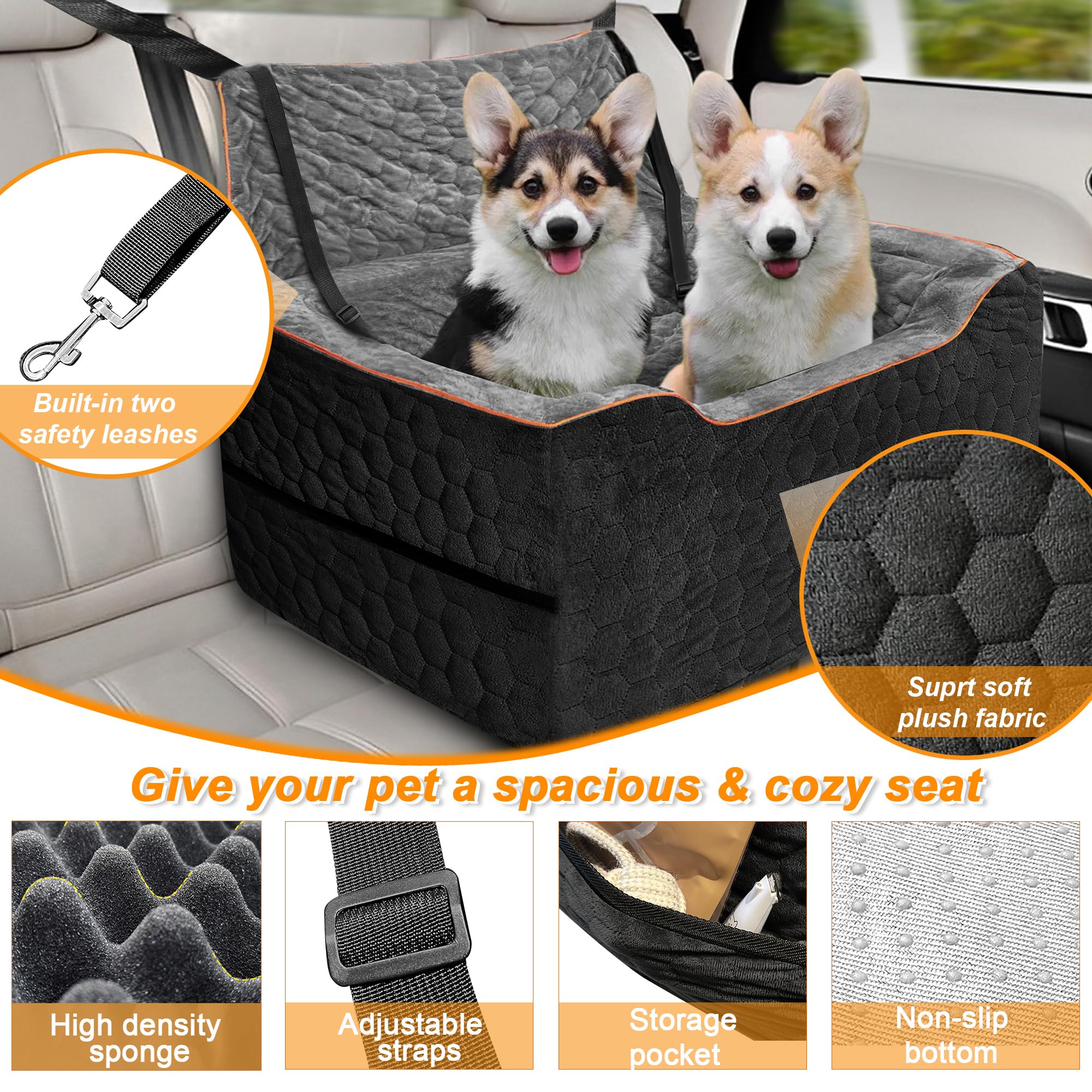 melafa365 dog car seat two-safety-leashes keeps pets secure during trips