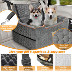 Melafa365 dog car seat includes two safety leashes for secure travel.