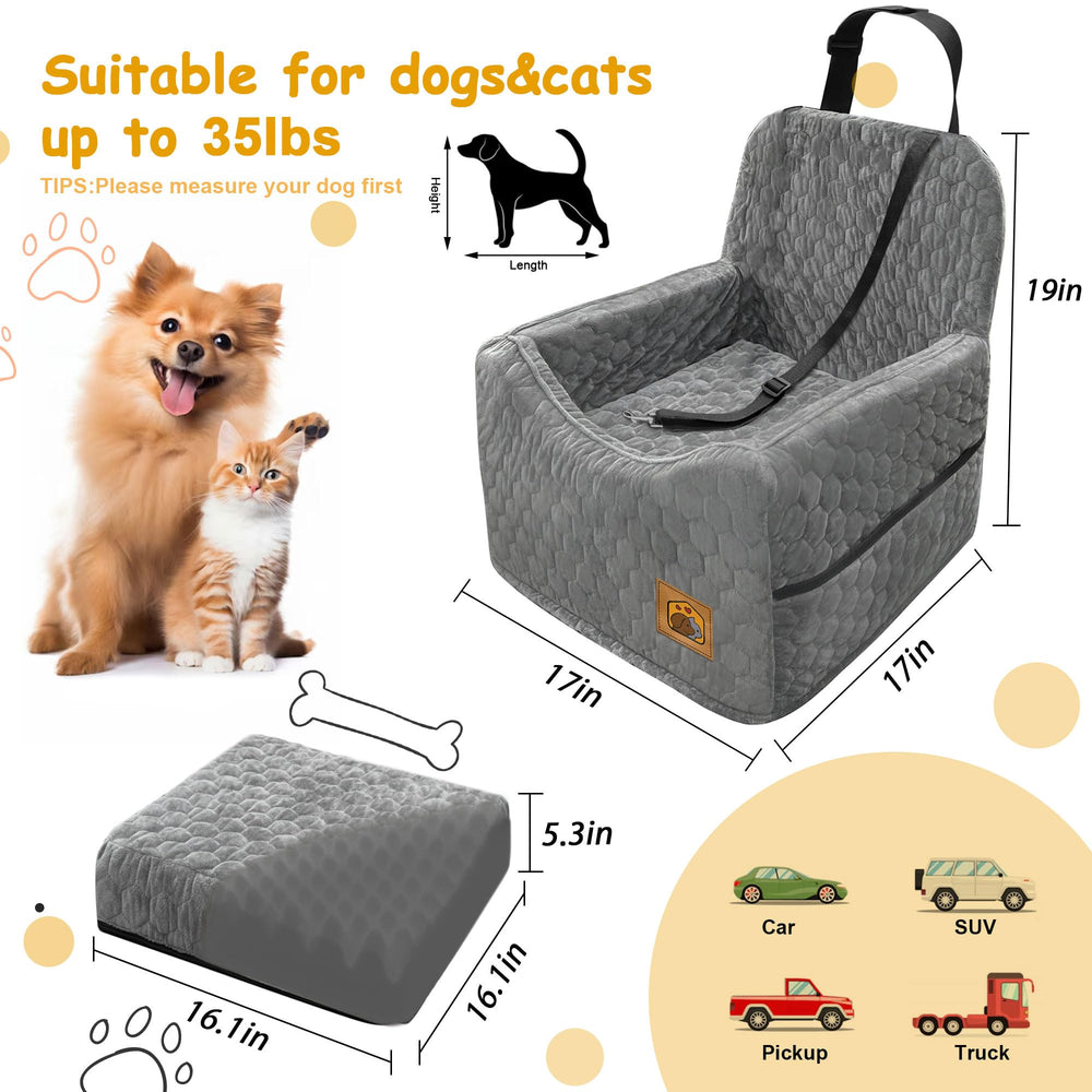 melafa365 dog car seat gray side view shows secure fit