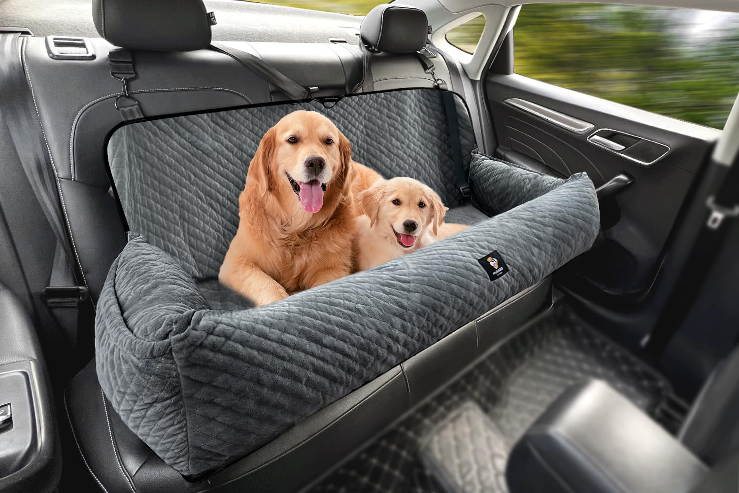 Melafa365 large dog car seat on back seat gray for big dogs