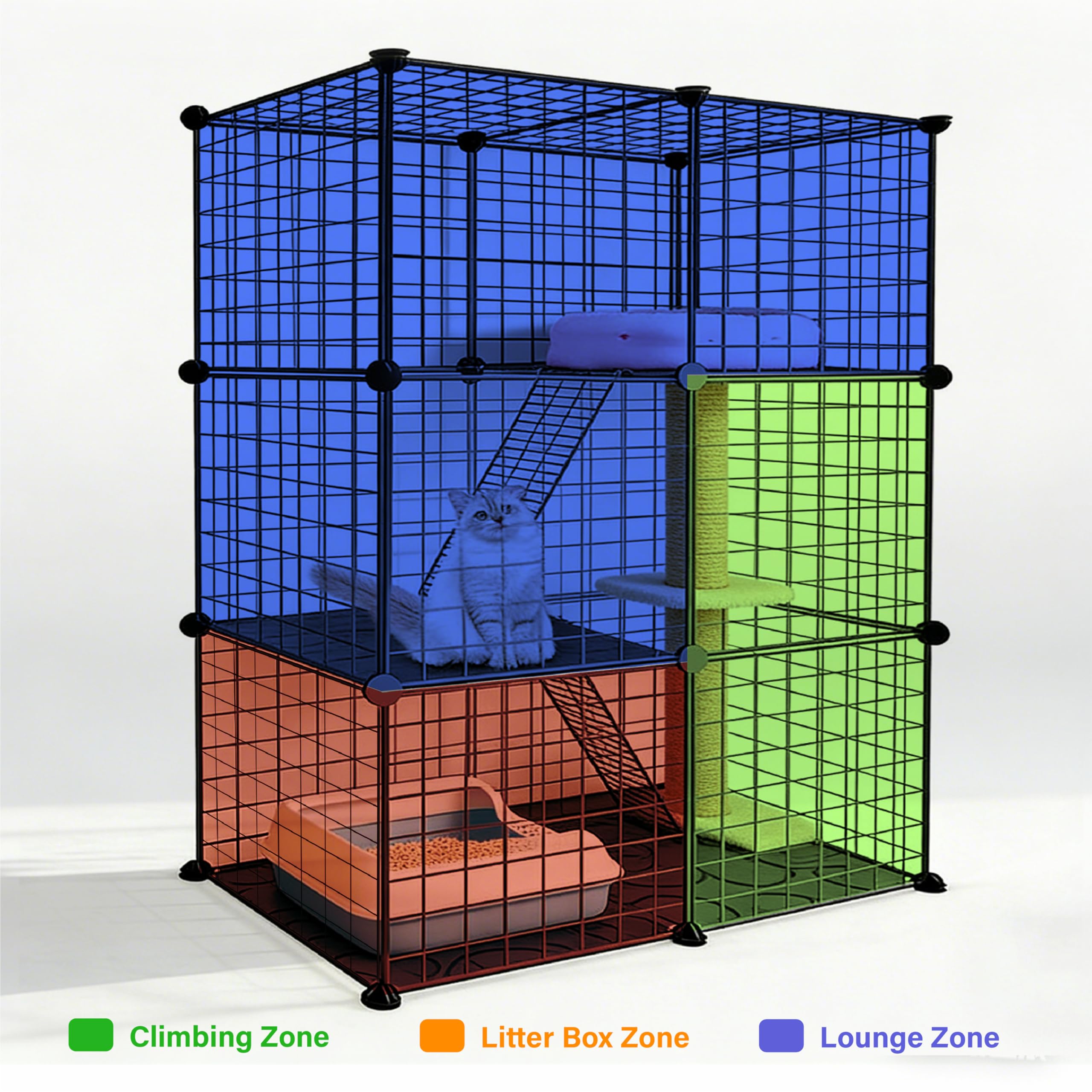 Melaid DIY Modular Cat Playpen close-up shows sturdy connectors keeping the frame stable