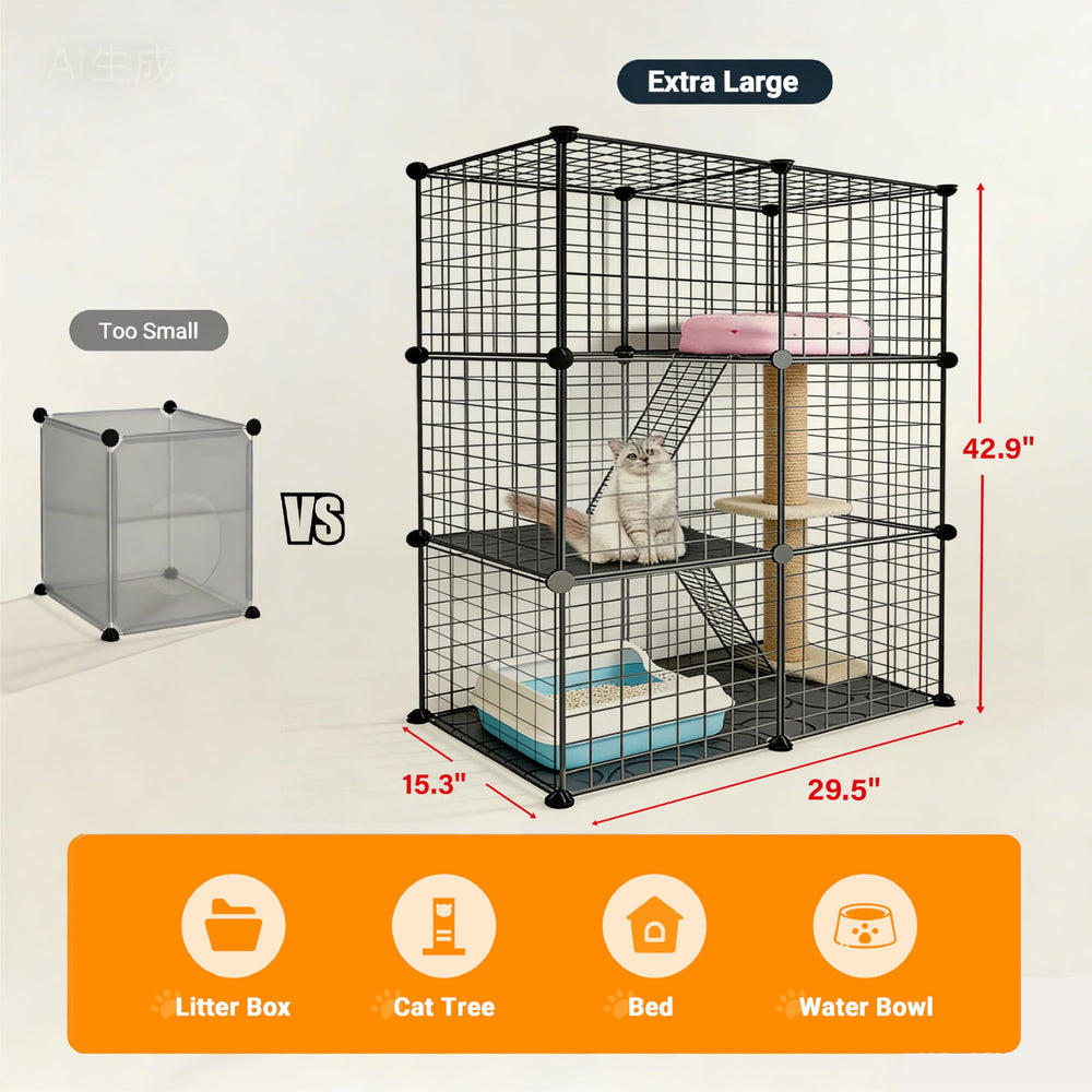 Melaid DIY Modular Cat Playpen rust-resistant frame emphasizes safety and airflow