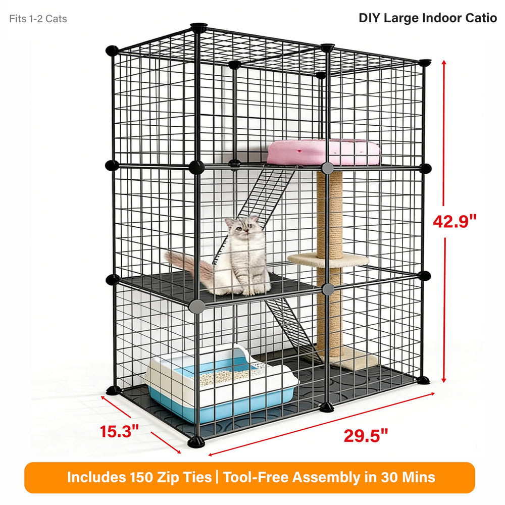 Melaid DIY Modular Cat Playpen side-door opening highlights easy feeding and litter access