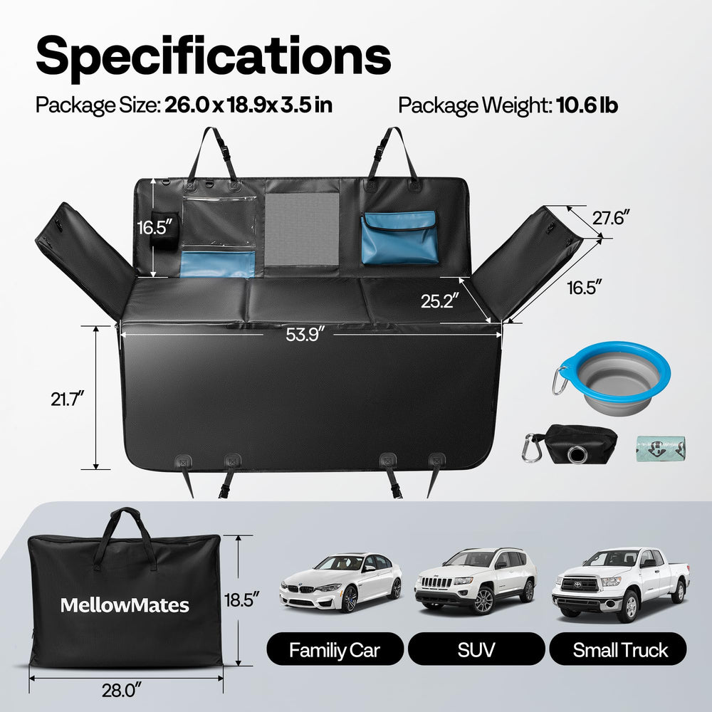 MellowMates collapsible bowl and waste bag dispenser for on-the-go care.