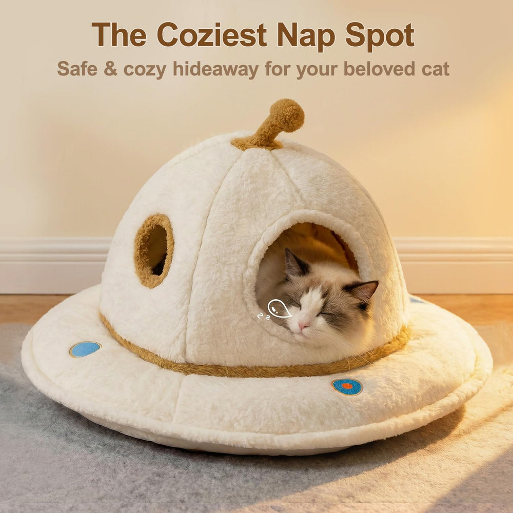 Mellownido large cat bed with cave shape accommodates bigger cats and multi-pet households.