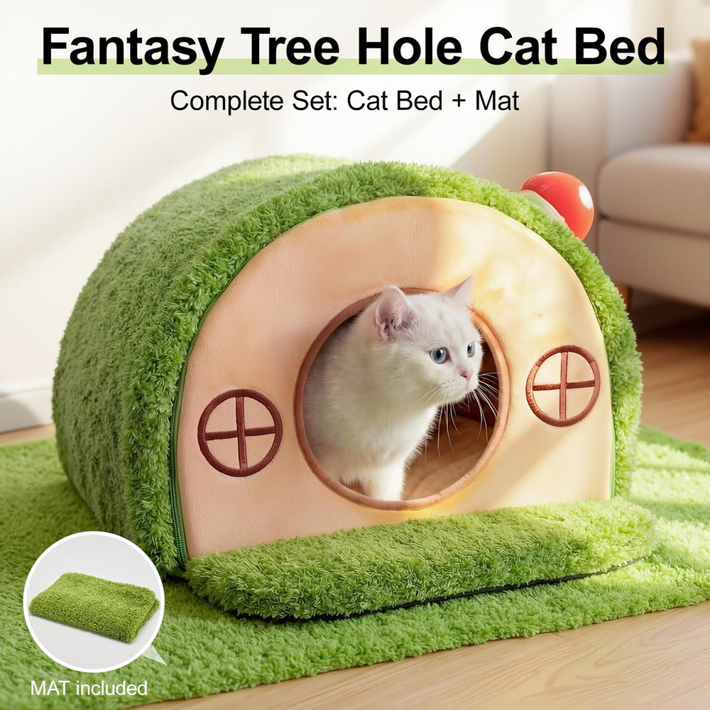 Mellownido Cat House interior with plush cushion invites cozy lounging and warmth