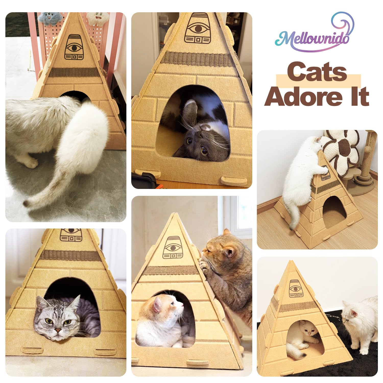 Mellownido Cat House private cave design provides a secure hideaway for calm naps.
