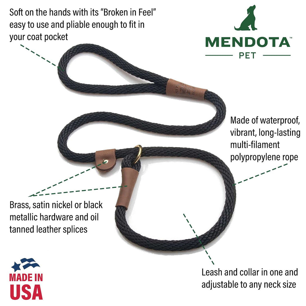 Mendota Pet Slip Leash Soft Hand Feel emphasizes comfortable handling during walks