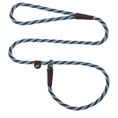 Mendota Pet Slip Leash Arctic Blue 6-ft showcases durable USA-made training tool with adjustable leather slide