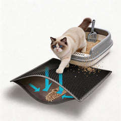 Mengbu cat litter mat dual-layer trap design catches litter for tidy floors.