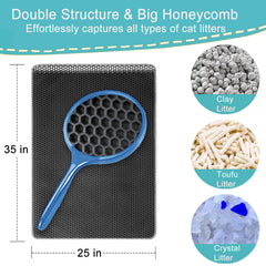 Mengbu litter mat with honeycomb design traps litter and reduces tracking.