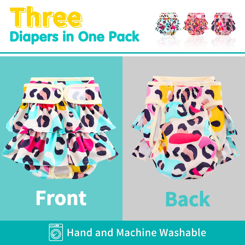 Mengelina reusable dog diaper demonstrates machine-washable durability.