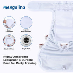 Mengelina reusable dog diapers fabric is washable and durable for daily use.