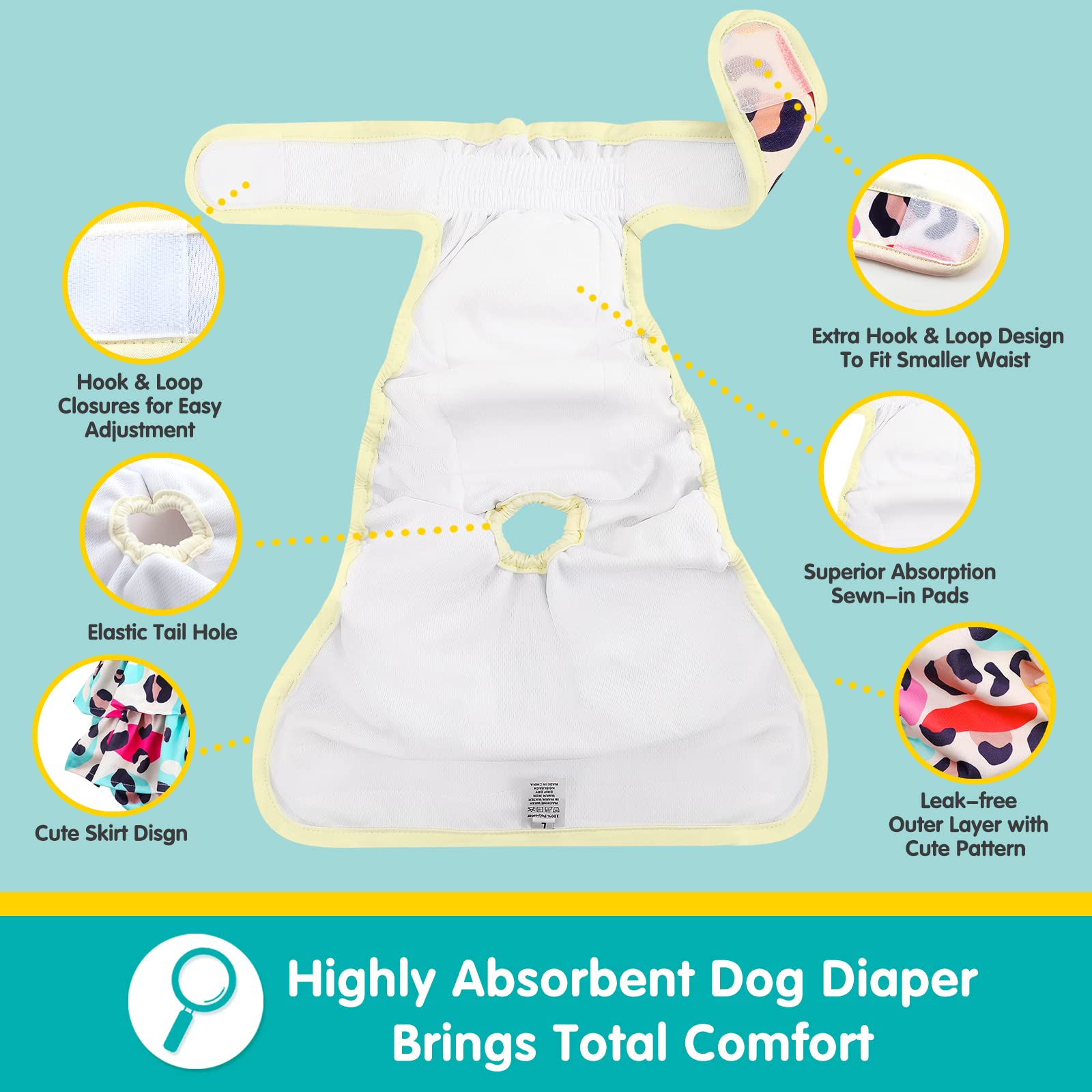 Mengelina skirt-design diaper with adjustable velcro for a snug fit.