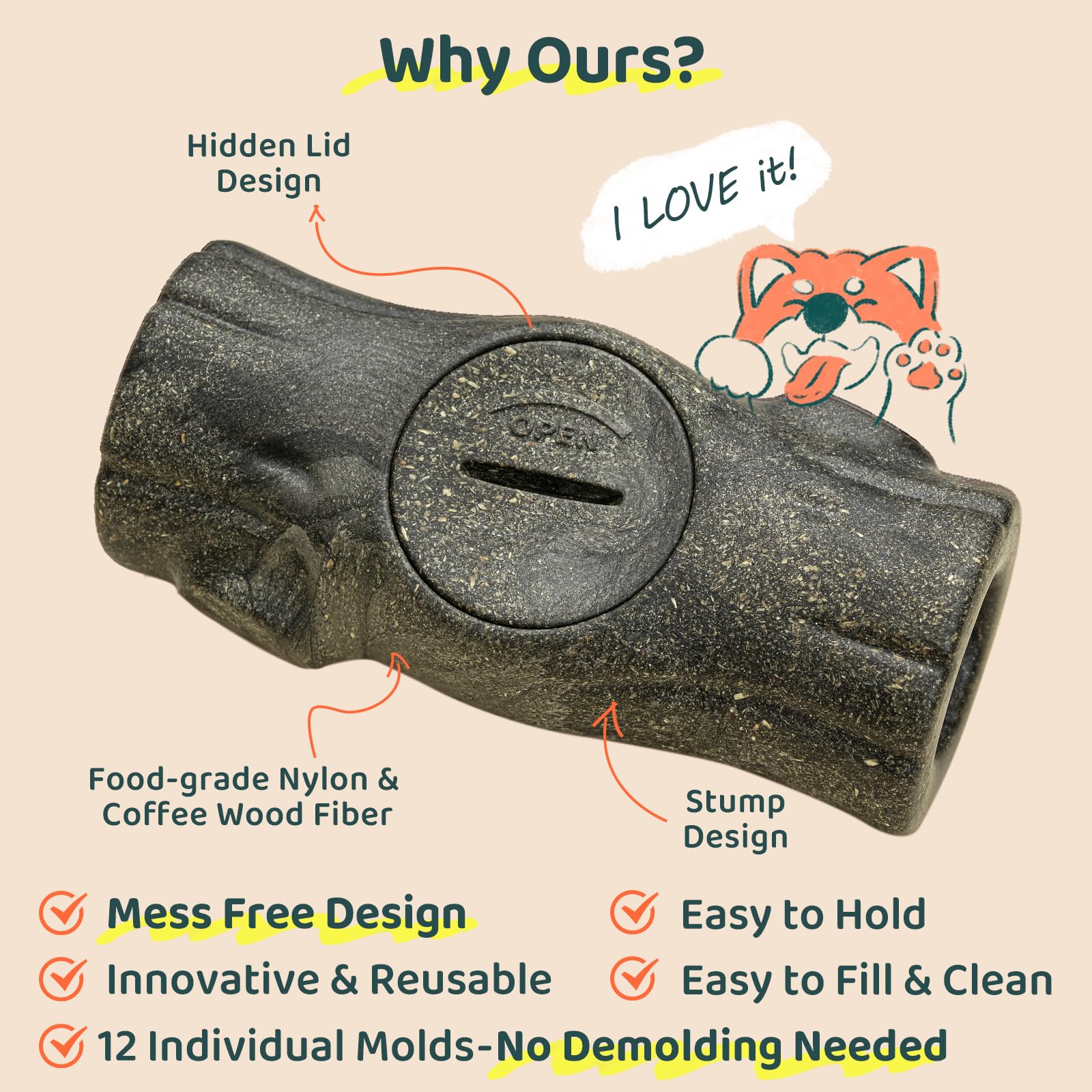 MENGJINGO ergonomic stump design supports safe, comfortable chewing sessions