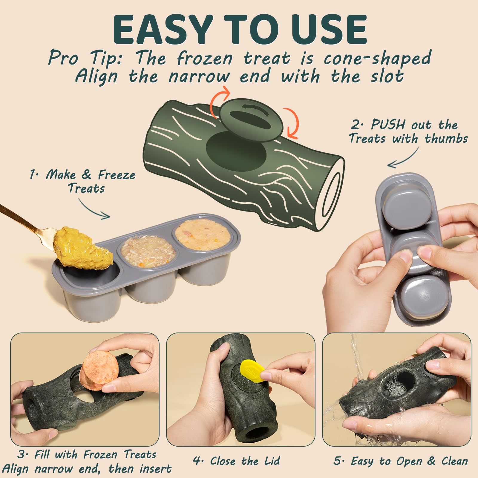 Mengjingo 3-cavity silicone treat mold enabling healthy snacks during play.