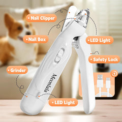 Meonlala dog nail grinder with dual LEDs improves visibility during grooming.
