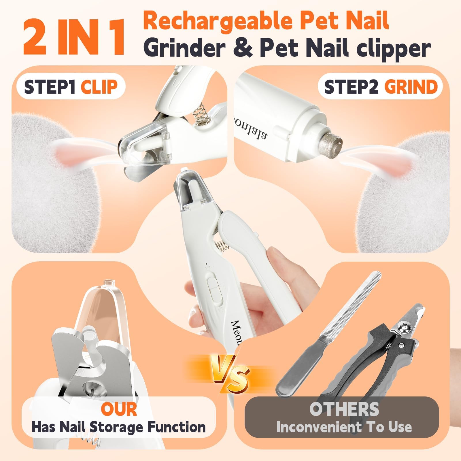 Meonlala dual LED lights help avoid overcutting during nail care.