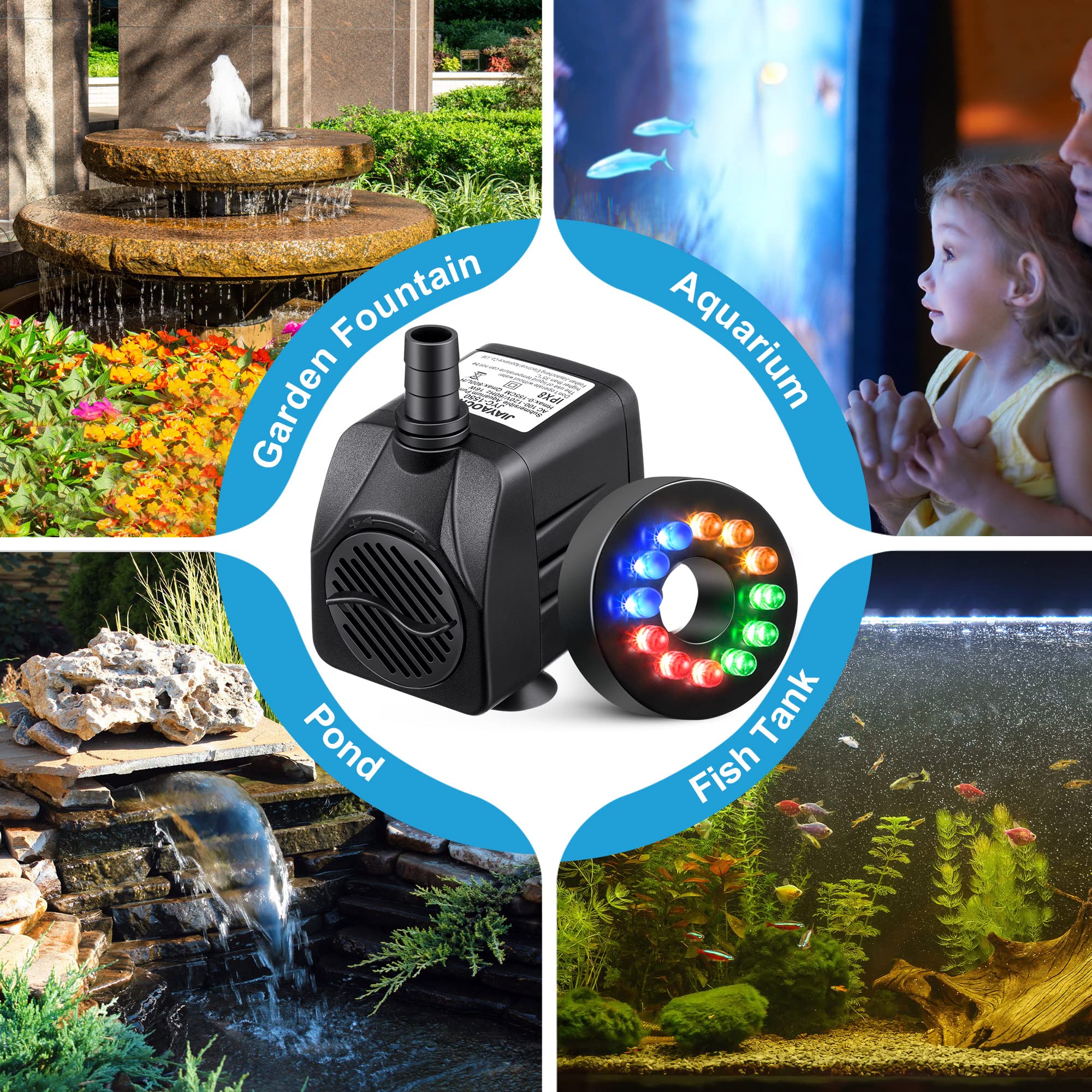 Meonum compact fountain pump for ponds or tanks