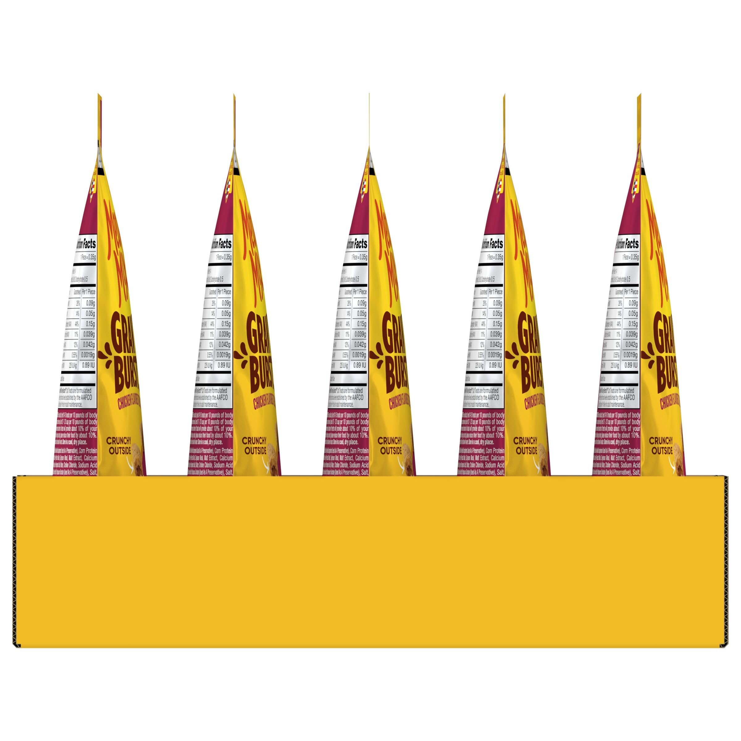 Meow Mix Gravy Bursts, crunchy outside supports dental texture.
