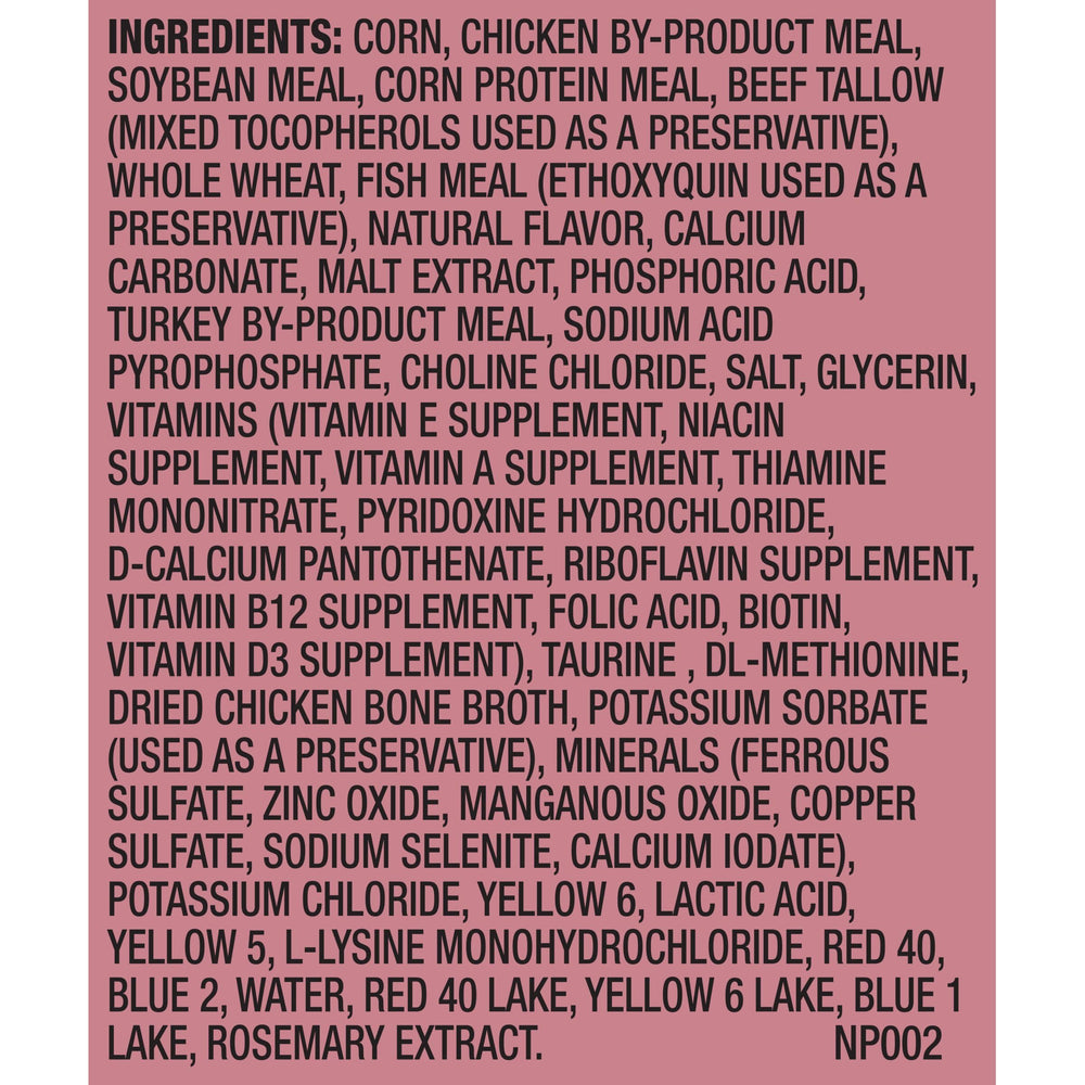 Meow Mix Gravy Bursts bag size graphic, 13.5 pounds
